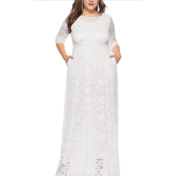 NEW Super Soft Floral Lace Maxi Dress Wedding Cocktail Party L - Picture 1 of 6